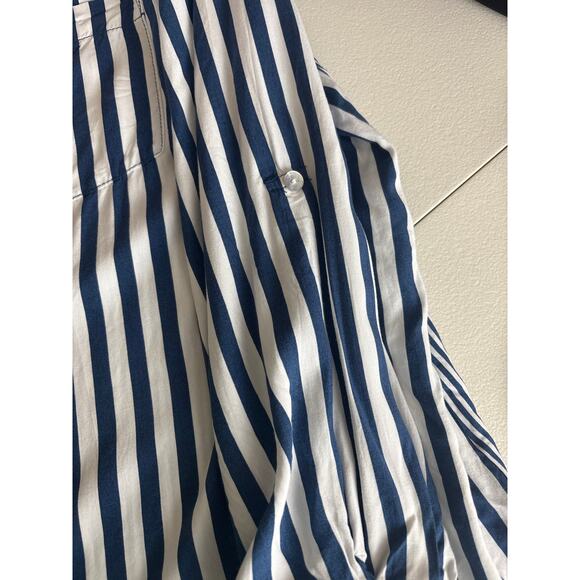 Jane + Delancey Blue and White Striped Long Convertible Sleeve Plus Size 1X - Picture 8 of 12